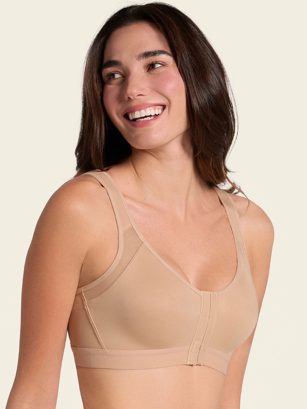 Everyday Front-Close Comfort Wireless Bra - Nude